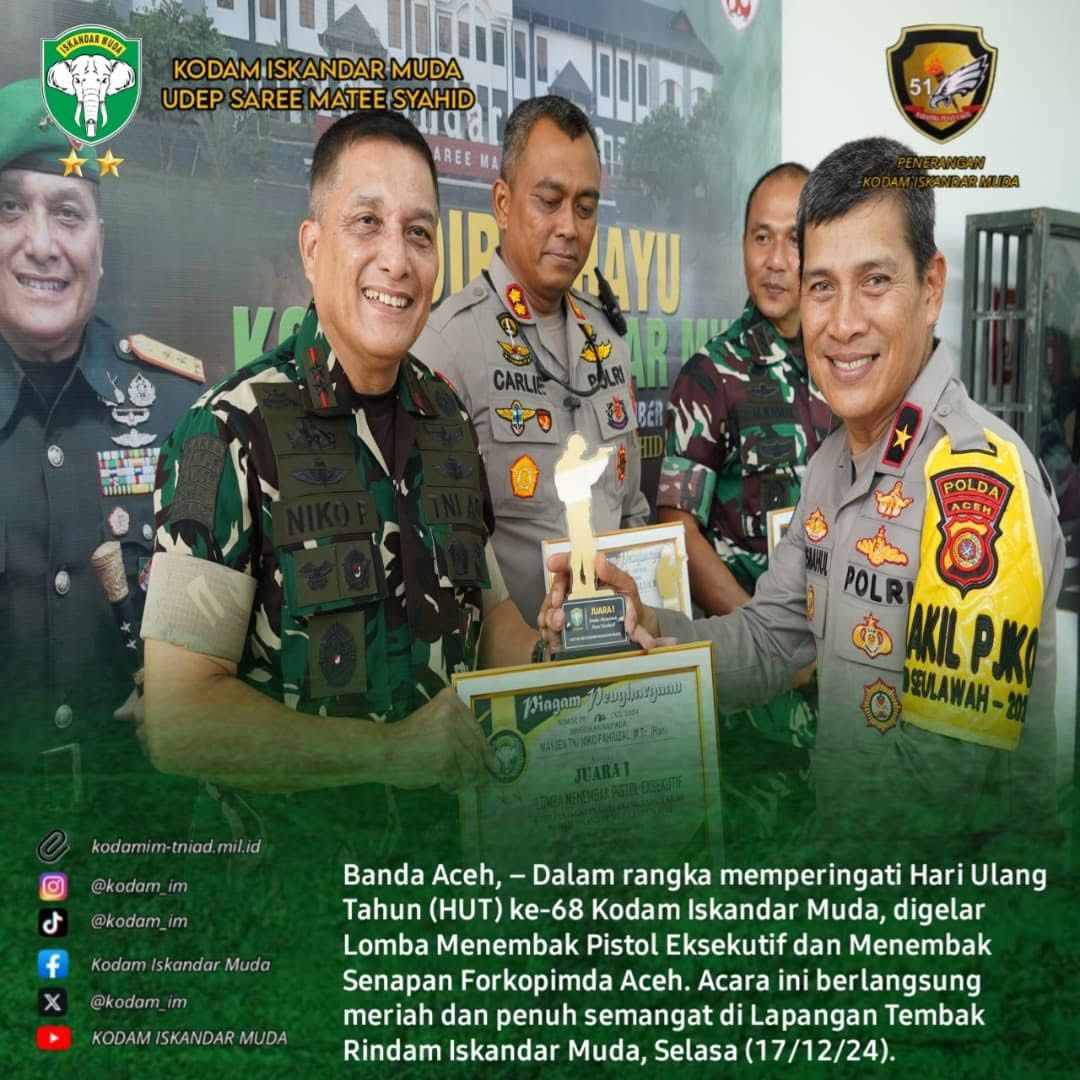 PANGDAM ISKANDAR MUDA JUARA MENEMBAK EKSEKUTIF HUT KE 68 KODAM IM.